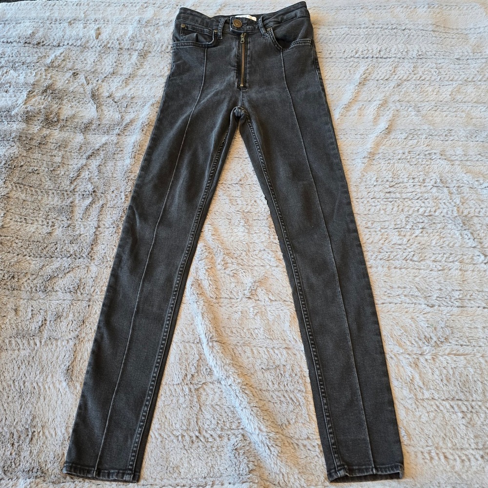 Sandro Paris Womens Faded Black Front Seam Skinny Jeans Size 34 P6068H-20